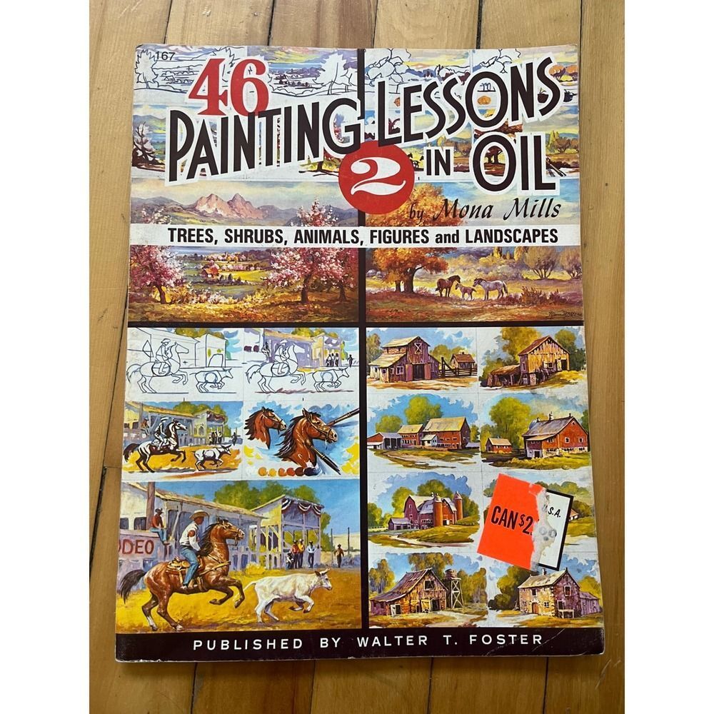 46 Painting Lessons in Oil Book 2 Mona Mills Trees Animals Land Walter T Foster